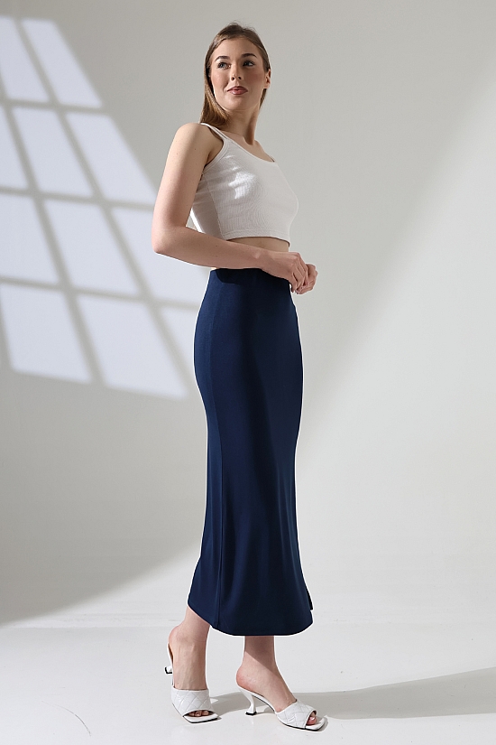 21921 KADIN FULL LYC VSKRİBANA TEK YIRTMAÇLI UZUN  ETEK 