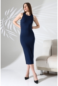 21905 KADIN FULL LYC VİSK.RİBANA KOLSUZ UZUN ELBİSE  